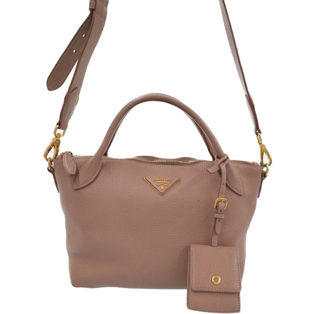 Prada Vitello Daino Zip Top Satchel beige leather Pink